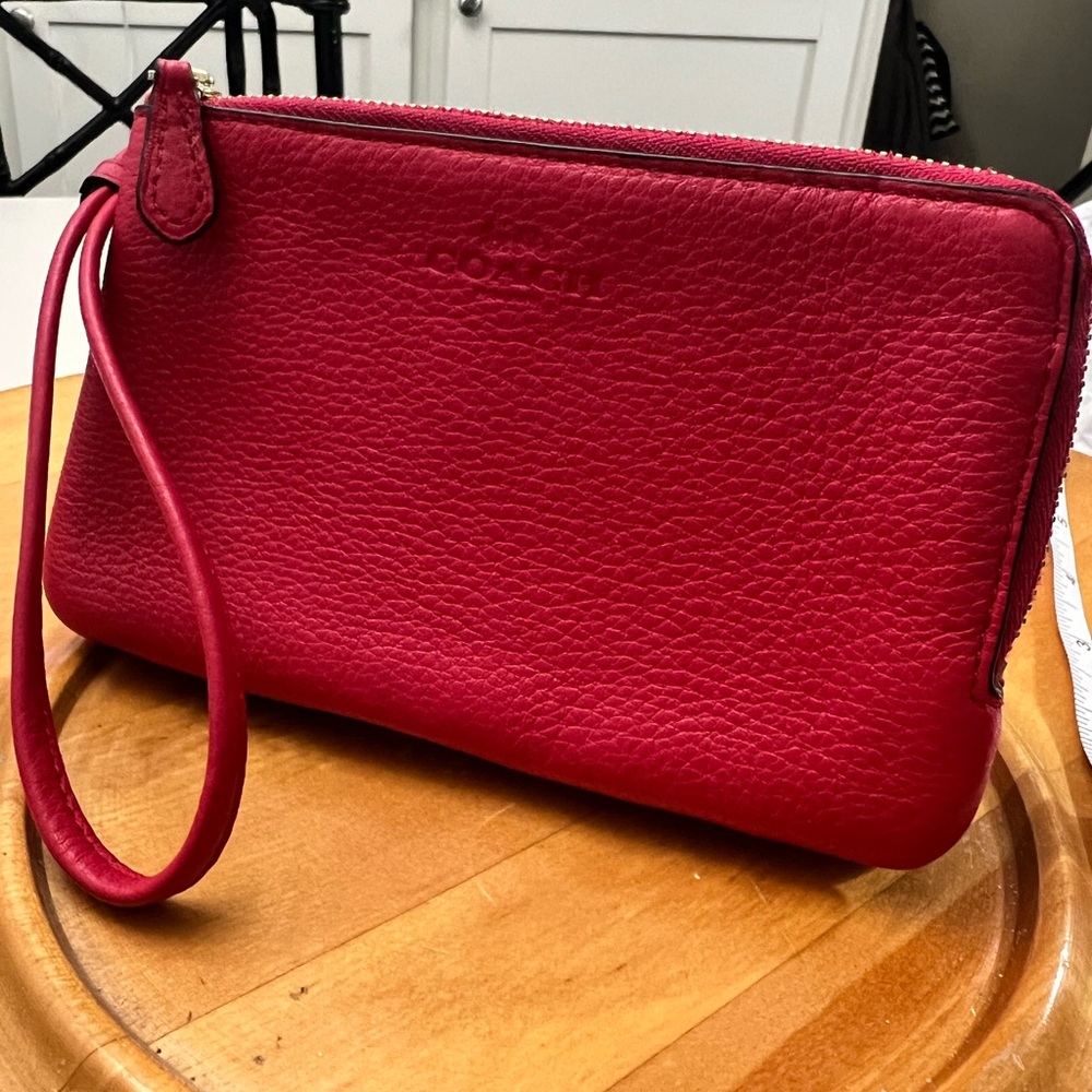 Coach Red corner zip wristlet wallet
